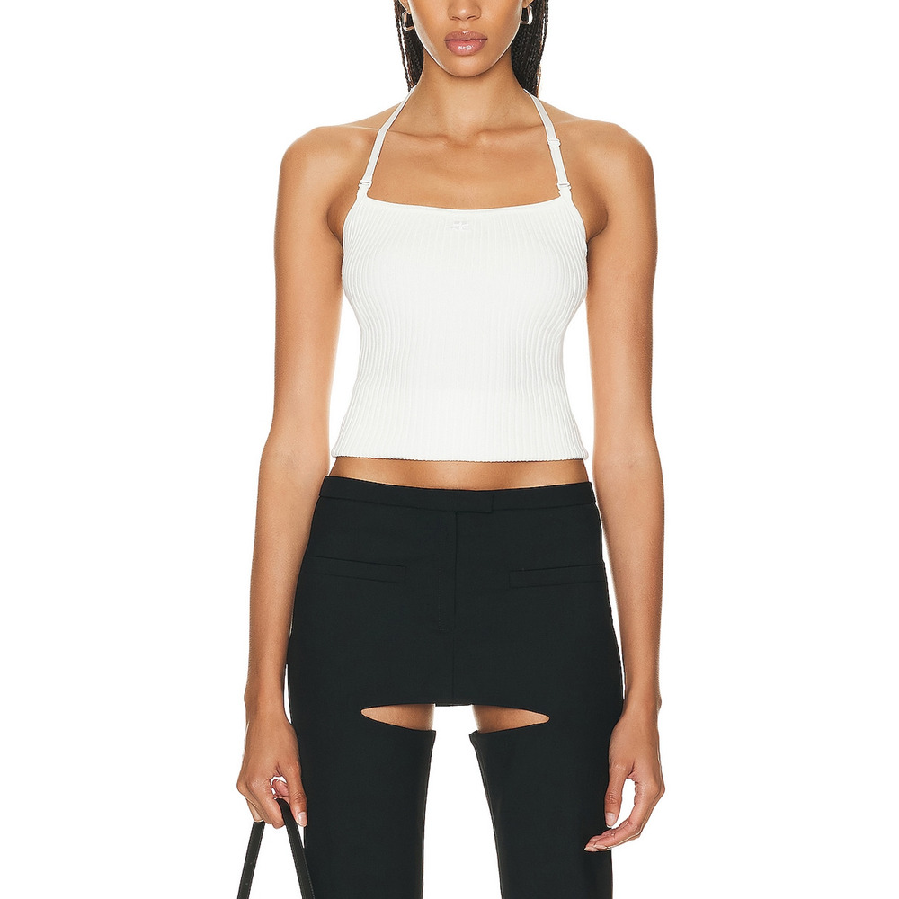 Courreges 'Strap' White Rib Knit Tank Top Size S